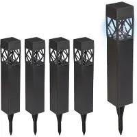 Relaxdays Solarlampen 5er Set, kaltweiß, wasserdicht, Dämmerungssensor, LED Solarleuchte, HxBxT: 41 x 6 x 6 cm, schwarz