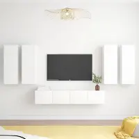vidaXL "Rabatt" 6-tlg. TV-Schrank-Set - Hängend Wohnwand Modern - Weiß Holzwerkstoff - TV-Schränke CC3131