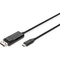 Digitus USB Typ C DisplayPort Bidirektionales Adapterkabel, 2 m, USB Typ-C, DisplayPort, Stecker, Stecker, Gerade