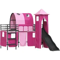 Syfax Kinderloftbett Schwarz und Pink 90 x 190 cm Metall