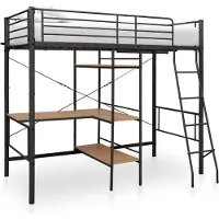 Syfax Etagenbett mit Tischrahmen Grau Metall 90x200 cm