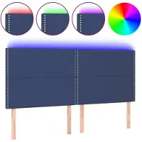 Syfax LED Kopfteil Blau 200x5x118/128 cm Stoff