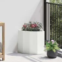 vidaXL "Schlussverkauf" Eckpflanzer im Garten - 1 pc - Hochbeet/Gartenbeet - Weiß 30x30x35 cm Stahl C13637