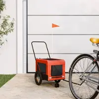 vidaXL Möbel Fahrradanhänger Hunde Orange und Schwarz Oxford-Gewebe & Eisen - Fahrradanhänger &11244