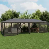 vidaXL Eleganter Möbel Partyzelt mit 12 Mesh-Seitenteilen Anthrazit 8x4 m HDPE - Campingzelte 5764511