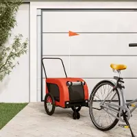 Prolenta Maison Exclusive - Fahrradanhänger Hunde Orange und Schwarz Oxford-Gewebe & Eisen