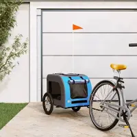 vidaXL Möbel Fahrradanhänger Hunde Blau und Grau Oxford-Gewebe und Eisen - Fahrradanhänger &24354