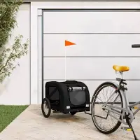 vidaXL "im Angebot" Fahrradanhänger Hunde - Stoff-Haustierfahrradanhänger - Schwarz Oxford-Gewebe und Eisen - Fahrradanhänger CC25197