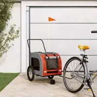 vidaXL Möbel Fahrradanhänger Hunde Orange und Grau Oxford-Gewebe und Eisen - Fahrradanhänger &8281