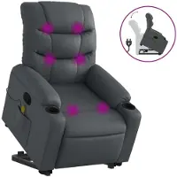 Syfax Massagesessel mit Aufstehhilfe Grau Kunstleder