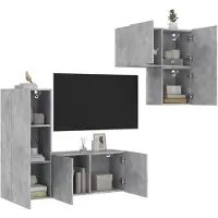 vidaXL Best Möbel 4-tlg. Wohnwand Betongrau Holzwerkstoff CHY4007373