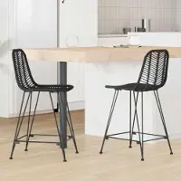 vidaXL "Schlussverkauf" Barstuhl 2 Stück - moderne Tresenhocker Küchenhocker - Schwarz 44,5x54,5x97,5 cm Rattan und Eisen C15337