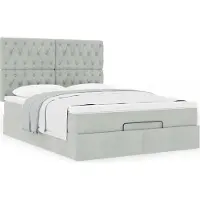 Syfax Ottoman-Bett mit Matratzen Hellgrau 140x190 cm Samt