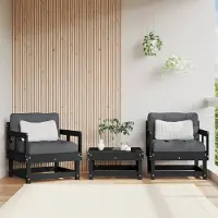 vidaXL "im " Gartenstühle 2 Stk. Schwarz Massivholz Kiefer - Stapelsessel CC22173