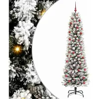 vidaXL "Schlussverkauf" Künstlicher Weihnachtsbaum(1 pc) - Kunstbaum/Tannenbaum - mit 300 LEDs mit Ständer Weiß 210 cm C7557