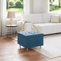 vidaXL "2026 Aktion"Aufbewahrungsottomane - elegante Design - Schlafzimmerbank/Sitzhocker - mit Kissen Blau 60x60x45cm Samt - Barhocker DE8801471
