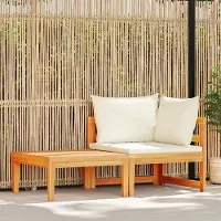 vidaXL "2026 Promotion" 2-tlg. Garten-Lounge-Set mit Kissen Cremeweiß Akazienholz - Gartenstühle CC9530