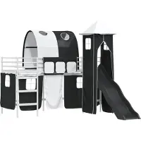 Syfax Kinderloftbett Weiß und Schwarz 90 x 190 cm Metall