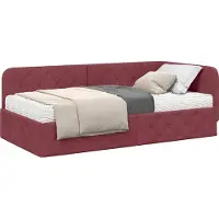 Syfax Eckbettgestell Weinrot 90 x 190 cm Stoff