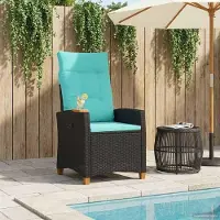 vidaXL "im Diskont"Liegestuhl/Gartenstuhl - CLORIS - Balkonstühle/Terrassenstühle - mit Teeteller 62x64x112cm Poly-Rattan - Gartenstühle GermanyMöbel8098605