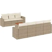 vidaXL 8-tlg. Garten-Sofagarnitur mit Kissen Beige Poly Rattan