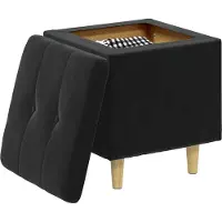 vidaXL (Robust Möbel)Hocker/Aufbewahrungsottomane - CLORIS - Sitzbank mit Stauraum - Robust und langlebig - mit Kissen Schwarz 40x40x45cm Samt - Barhocker GermanyMöbel2355862