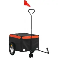 Syfax Fahrradanhänger Schwarz und Orange 45 kg Eisen