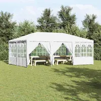 vidaXL Langlebig Party-Zelt Weiß 600 x 400 x 266 cm Polyester und Stahl - Pavillons & Partyzelte Octo5271342 1parcel