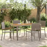 vidaXL Möbel Garten Essgruppe 5 pcs Grau 150 x 90 x 75 cm Poly-Rattan - Gartenstühle 3365407