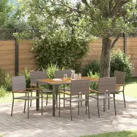 vidaXL Möbel Garten Essgruppe 7 pcs Grau 150 x 90 x 75 cm Poly-Rattan - Gartenstühle 3365409