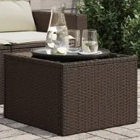 vidaXL "2026 Promotion" Gartentisch mit Glasplatte Braun 55x55x37 cm Poly Rattan - Gartentische CC22303