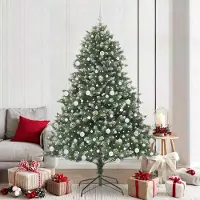 vidaXL "Schlussverkauf" Künstlicher Weihnachtsbaum(1 pc) - Kunstbaum/Tannenbaum - mit 300 LEDs mit Ständer Grün 210 cm C7358