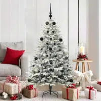 vidaXL “2026 Moderne“Künstlicher vorbeleuchteter Weihnachtsbaum mit Kugelset Grün - Künstliche Weihnachtsbäume Designermöbel 7688252