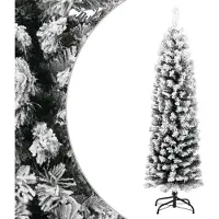 Syfax Künstlicher Weihnachtsbaum Schlank mit Schnee Grün 150 cm PVC