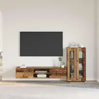 vidaXL Cloris DesignMöbel TV-Schrankset mit Schubladen mit Regal Altholz Holzwerkstoff - Wohnwände DE565974