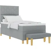 Syfax Boxspringbett mit Kissen Hellgrau 200 x 100 cm Stoff
