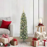 Prolenta Maison Exclusive - Künstlicher schlanker Weihnachtsbaum Grün und Weiß 120 cm