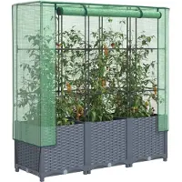 Prolenta Maison Exclusive - Hochbeet mit Gewächshaus-Aufsatz Rattan-Optik 120x40x138 cm