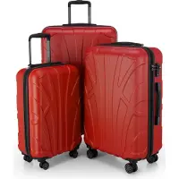 Suitline - 3er Kofferset Rollkoffer Hartschalenkoffer 4 Rollen Handgepäck-Trolley und Aufgabegepäck Koffer erweiterbar Travel Luggage Gepäck Set Hardcase ABS, TSA,Rot