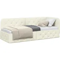 Syfax Eckbettgestell Creme 80 x 200 cm Samt