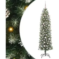 Syfax Künstlicher schlanker Weihnachtsbaum Grün und Weiß 180 cm