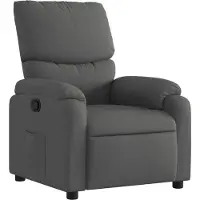 Syfax Dunkelgrauer Relaxsessel mit manueller Liegefunktion, Stoff, dick gepolstert, 135° Neigung