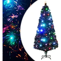 Prolenta Maison Exclusive - Vorbeleuchteter Weihnachtsbaum mit Ständer und LED 180 cm Glasfaser