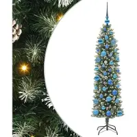 Syfax Künstlicher schlanker Weihnachtsbaum Grün und Weiß 150 cm