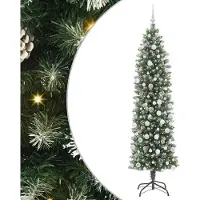 Syfax Künstlicher schlanker Weihnachtsbaum Grün und Weiß 210 cm