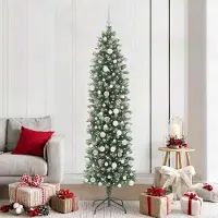 Prolenta Maison Exclusive - Künstlicher schlanker Weihnachtsbaum Grün und Weiß 210 cm