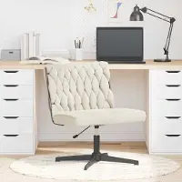 vidaXL Fernsehsesel - Bürodrehstuhl -Cremefarben Gelockter wollähnlicher Stoff - CouchSessel - CC25725