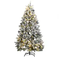 Syfax Künstlicher Weihnachtsbaum Klappbar 300 LEDs & Kugeln 240 cm