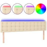 Syfax LED Kopfteil Creme 180x5x78/88 cm Stoff