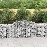 Prolenta Maison Exclusive - Gabionen mit Hochbogen 3 Stk. 300x50x80/100 cm Verzinktes Eisen